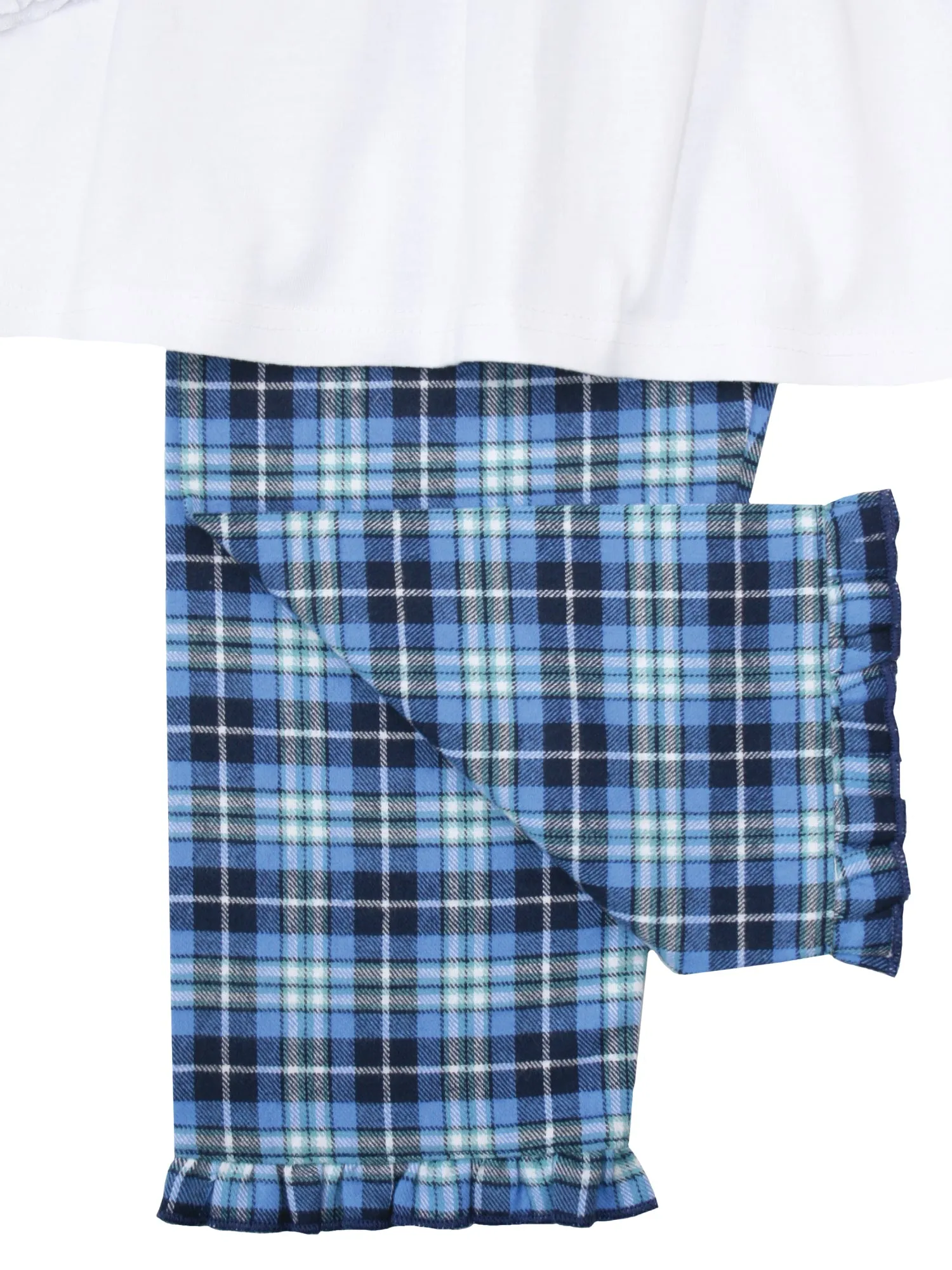 Girls Blue Morgan Check Traditional Cotton Pyjamas