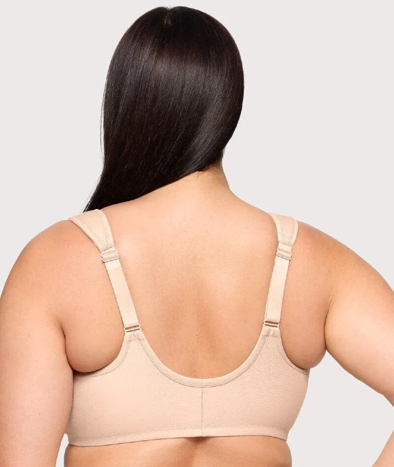 Glamorise WonderWire Front-Closure Cotton Bra - Cafe
