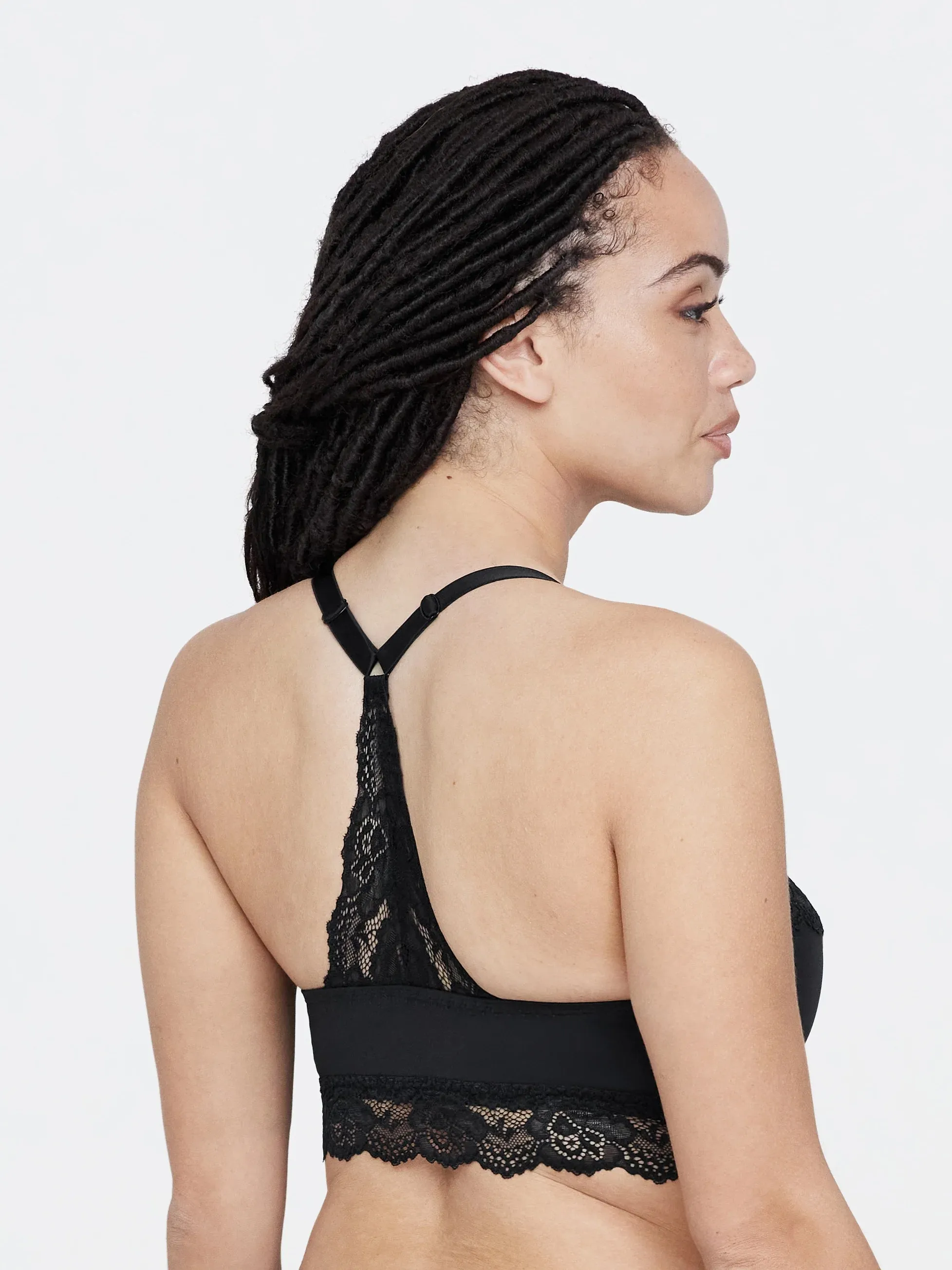 Goddess T-Back Busty Bralette In Black - Skarlett Blue