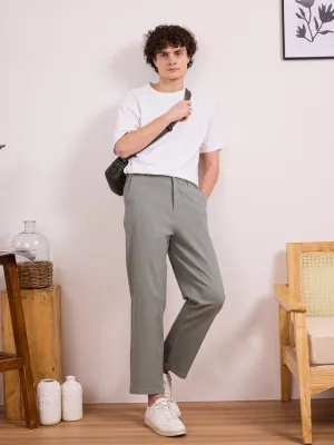 Grey Plain Rexaled Fit Pants