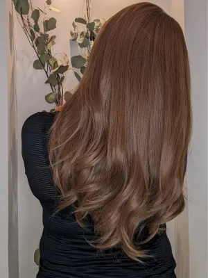 Headband Wig Human Hair | Chestnut Brown | Hand-Tied