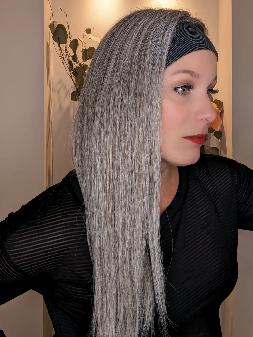 Headband Wig Human Hair | Light Grey | Hand-Tied