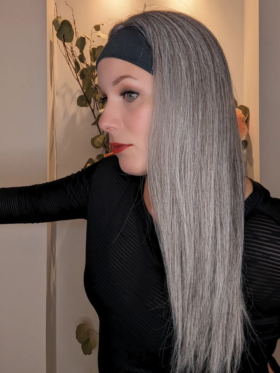 Headband Wig Human Hair | Light Grey | Hand-Tied