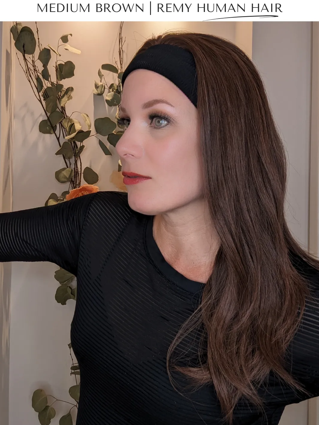 Headband Wig Human Hair | Medium Brown | Hand-Tied