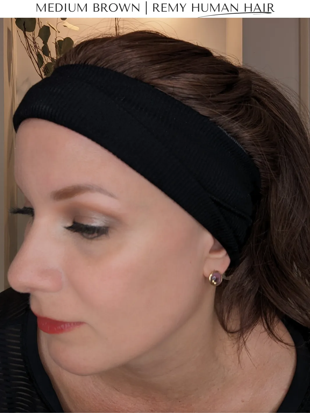 Headband Wig Human Hair | Medium Brown | Hand-Tied