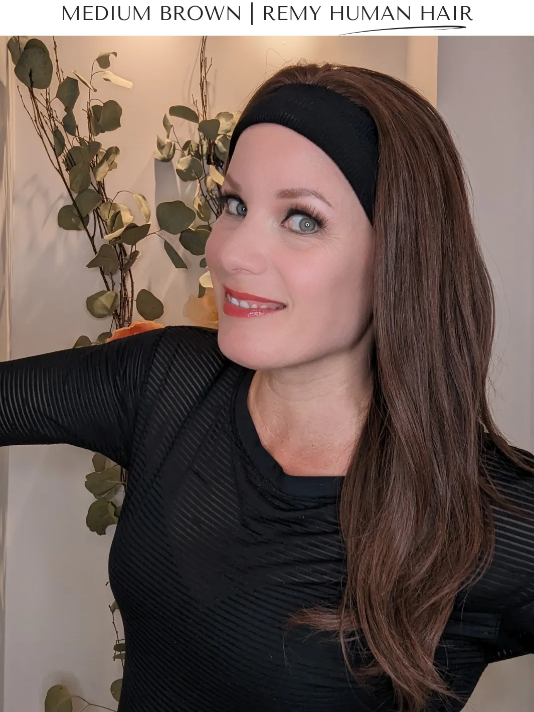 Headband Wig Human Hair | Medium Brown | Hand-Tied