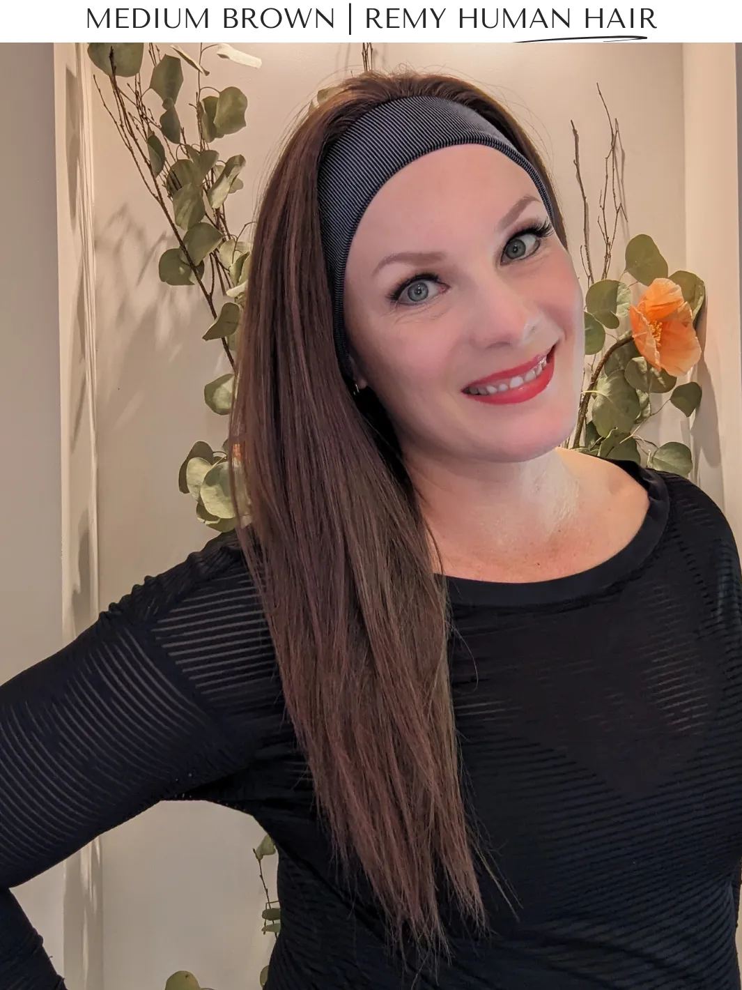Headband Wig Human Hair | Medium Brown | Hand-Tied