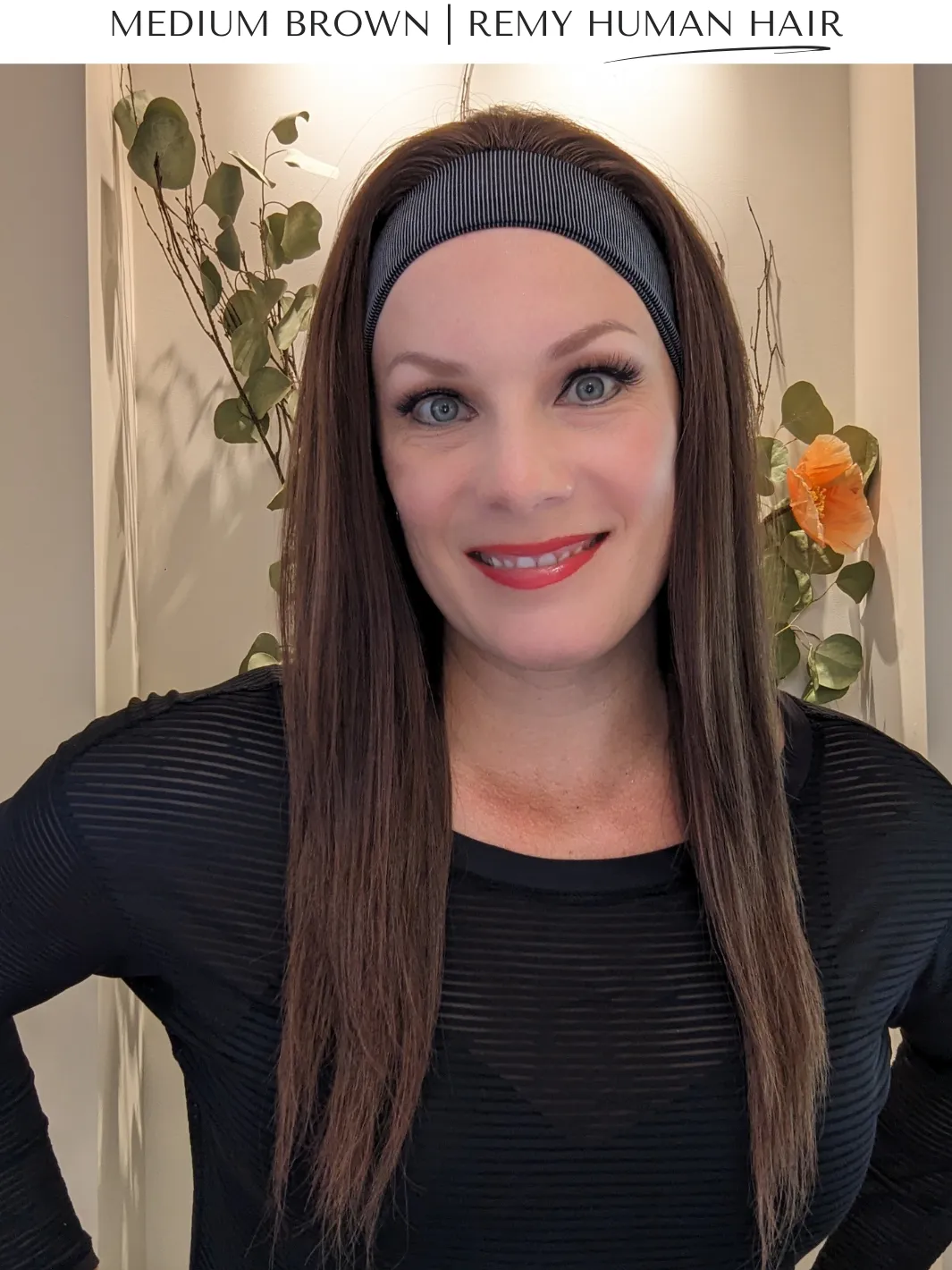 Headband Wig Human Hair | Medium Brown | Hand-Tied
