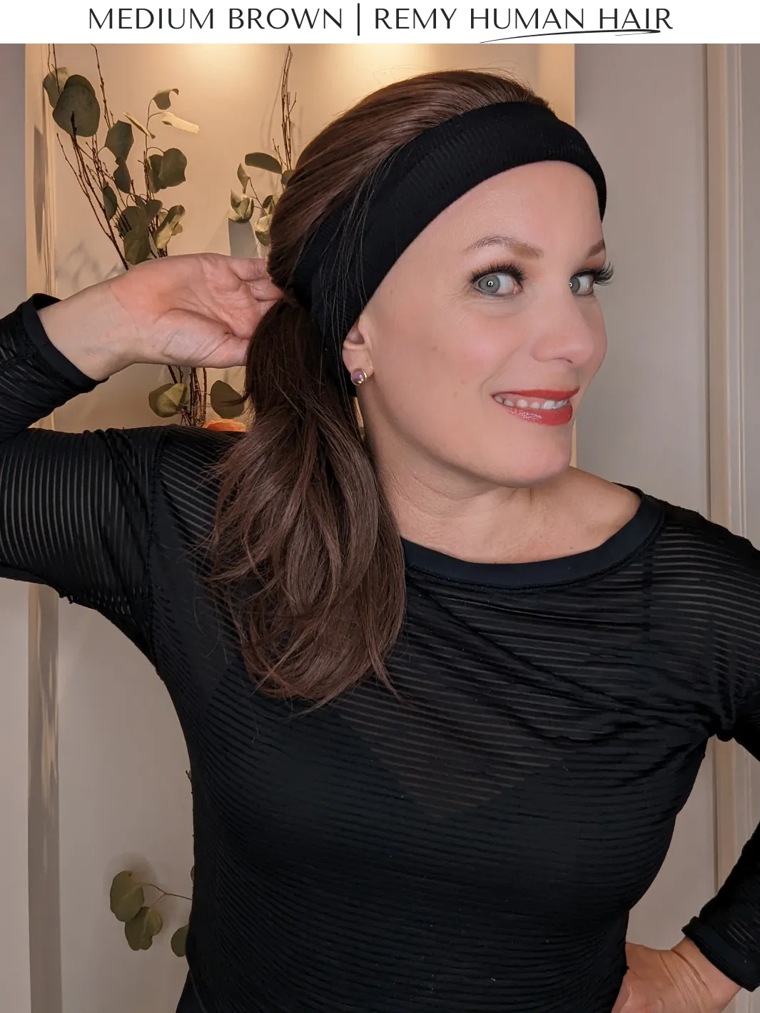 Headband Wig Human Hair | Medium Brown | Hand-Tied