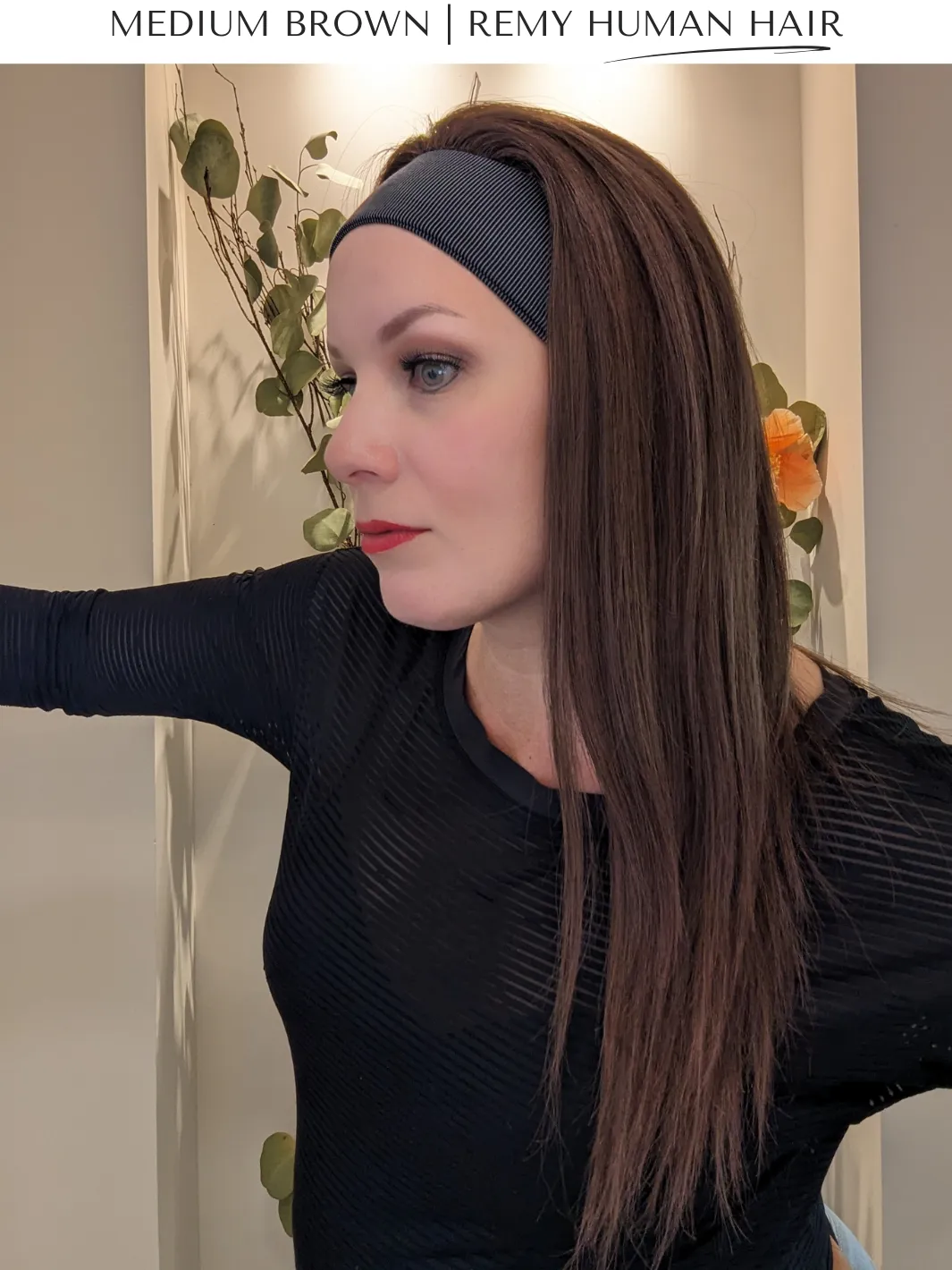Headband Wig Human Hair | Medium Brown | Hand-Tied