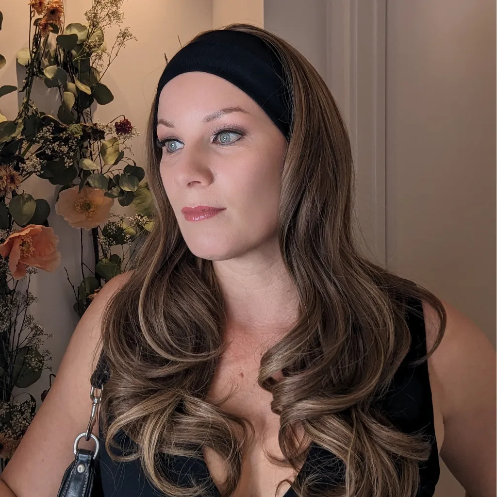 Headband Wig Luxury Synthetic | Light Brown | Hand-Tied