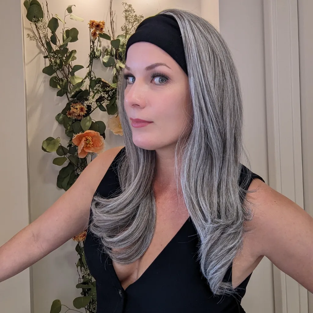 Headband Wig Luxury Synthetic | Light Grey | Hand-Tied