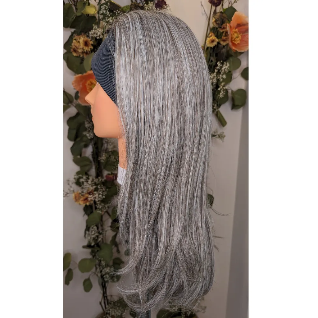 Headband Wig Luxury Synthetic | Light Grey | Hand-Tied