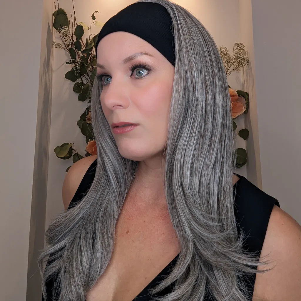Headband Wig Luxury Synthetic | Light Grey | Hand-Tied