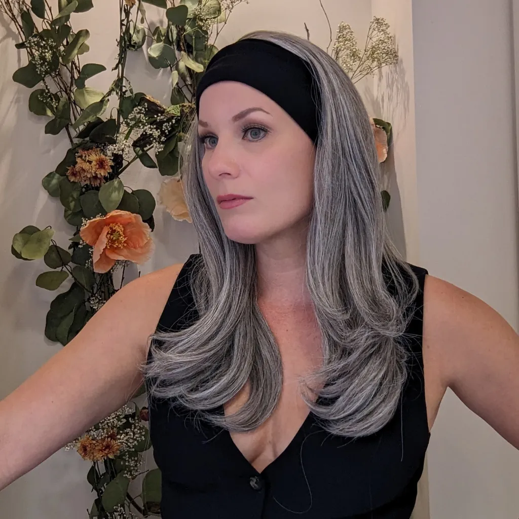 Headband Wig Luxury Synthetic | Light Grey | Hand-Tied
