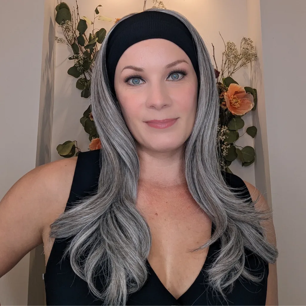 Headband Wig Luxury Synthetic | Light Grey | Hand-Tied