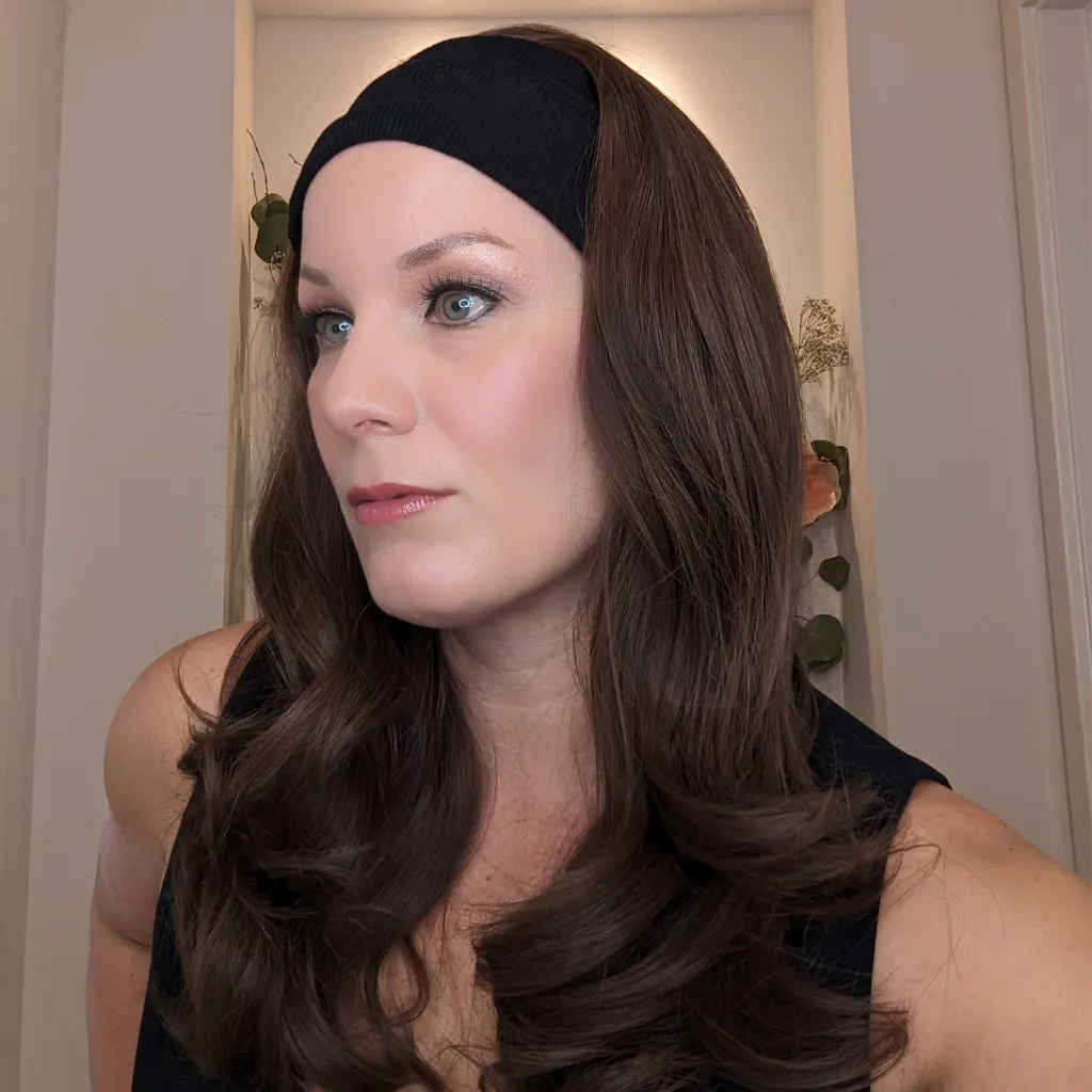 Headband Wig Luxury Synthetic | Medium Brown | Hand-Tied