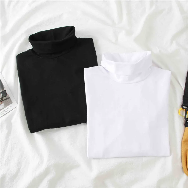 High Neck Long Sleeve Casual Slim Shirt