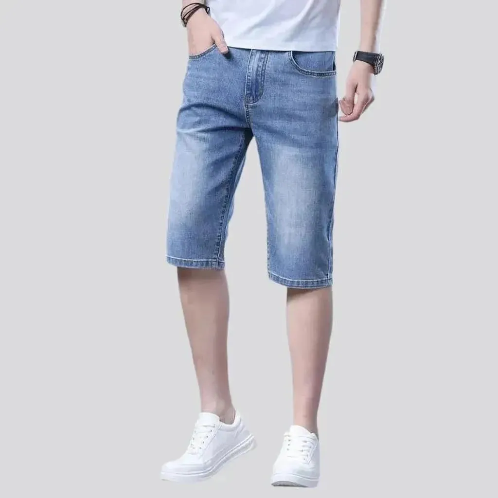 High-waist thin denim shorts
 for men