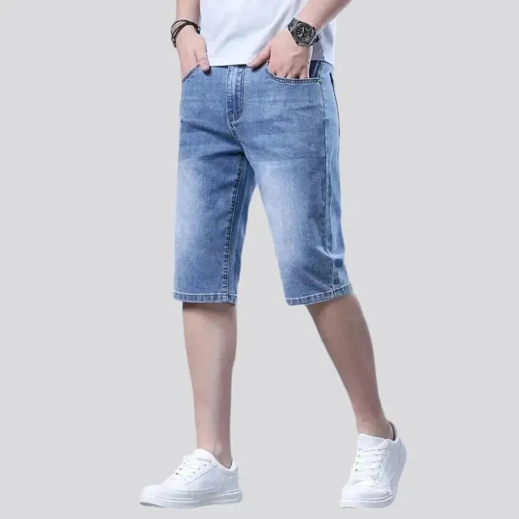 High-waist thin denim shorts
 for men