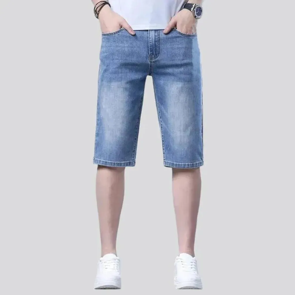 High-waist thin denim shorts
 for men