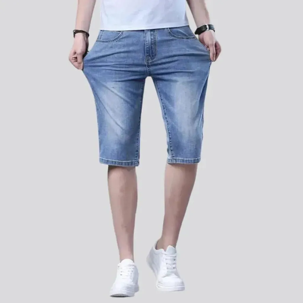 High-waist thin denim shorts
 for men