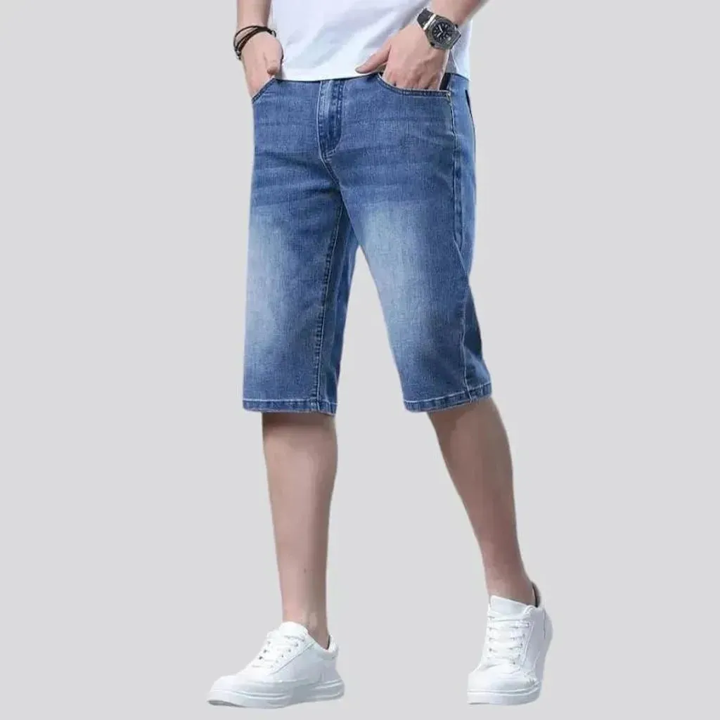 High-waist thin denim shorts
 for men