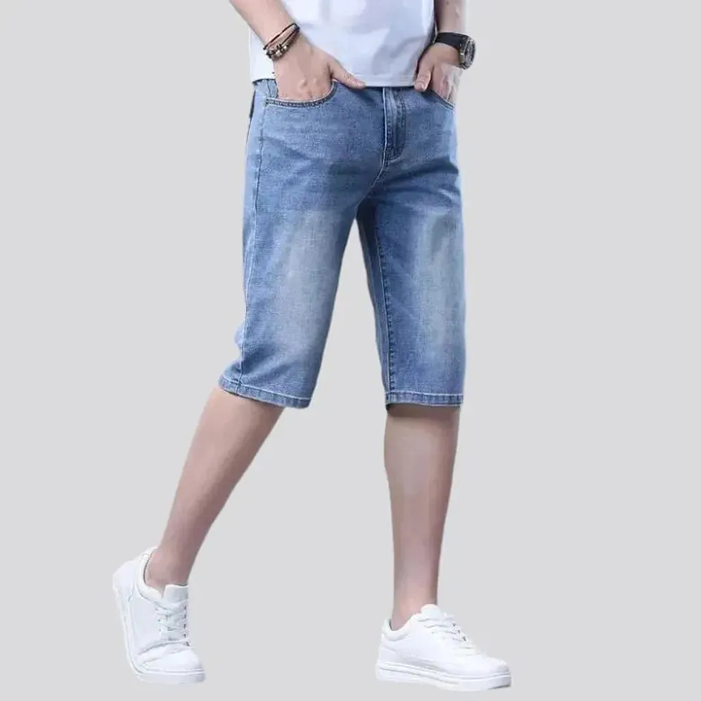 High-waist thin denim shorts
 for men