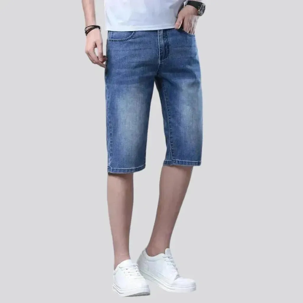 High-waist thin denim shorts
 for men