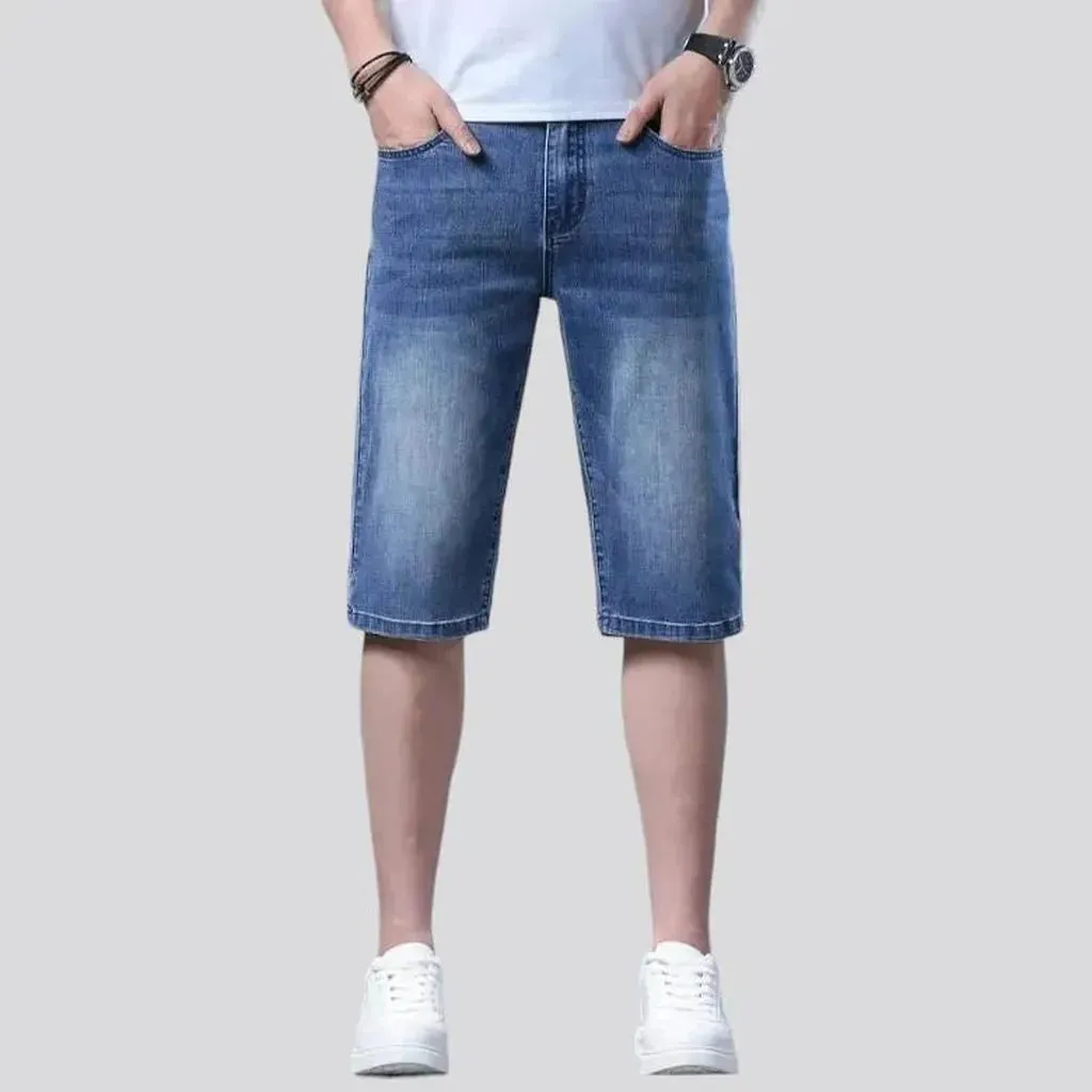High-waist thin denim shorts
 for men