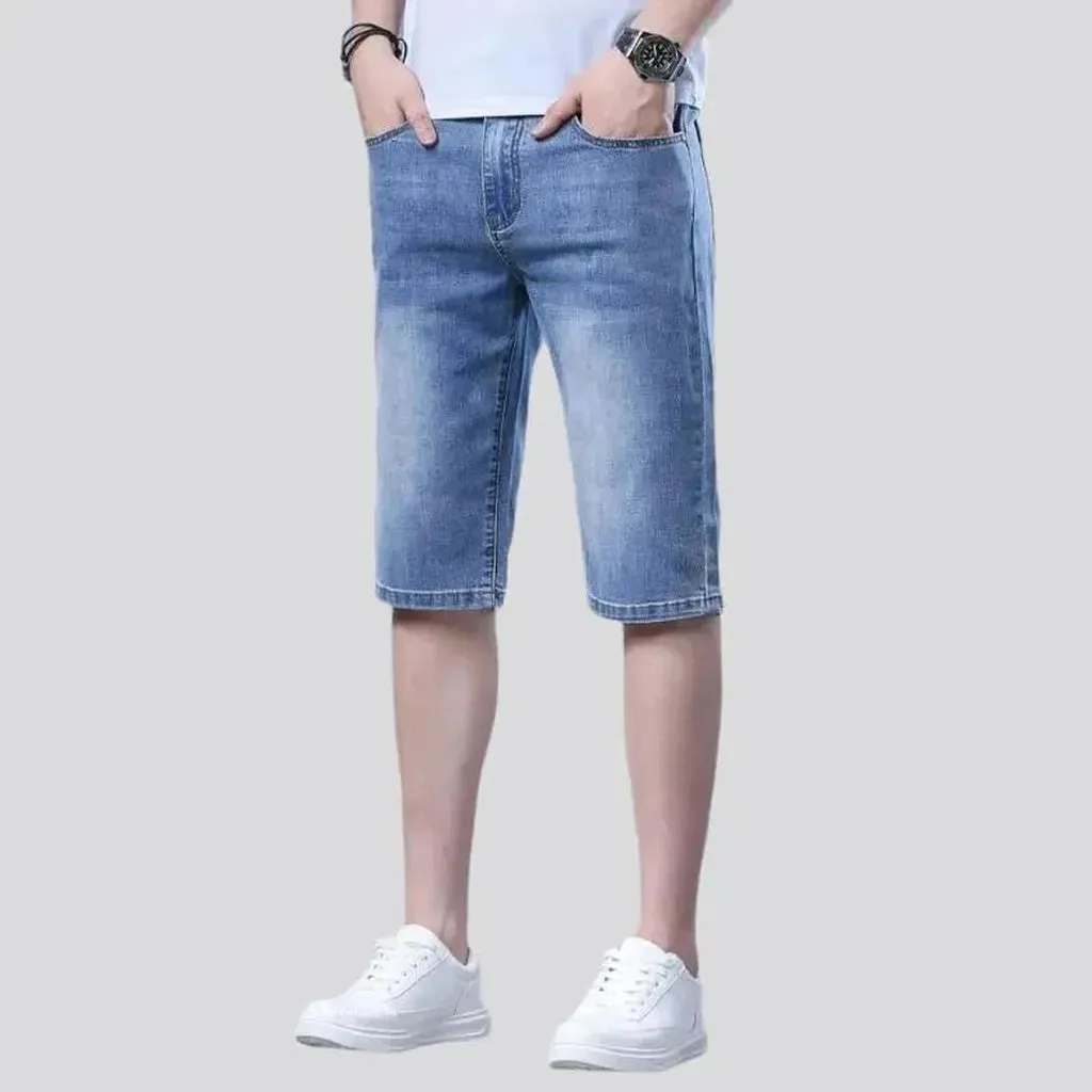 High-waist thin denim shorts
 for men