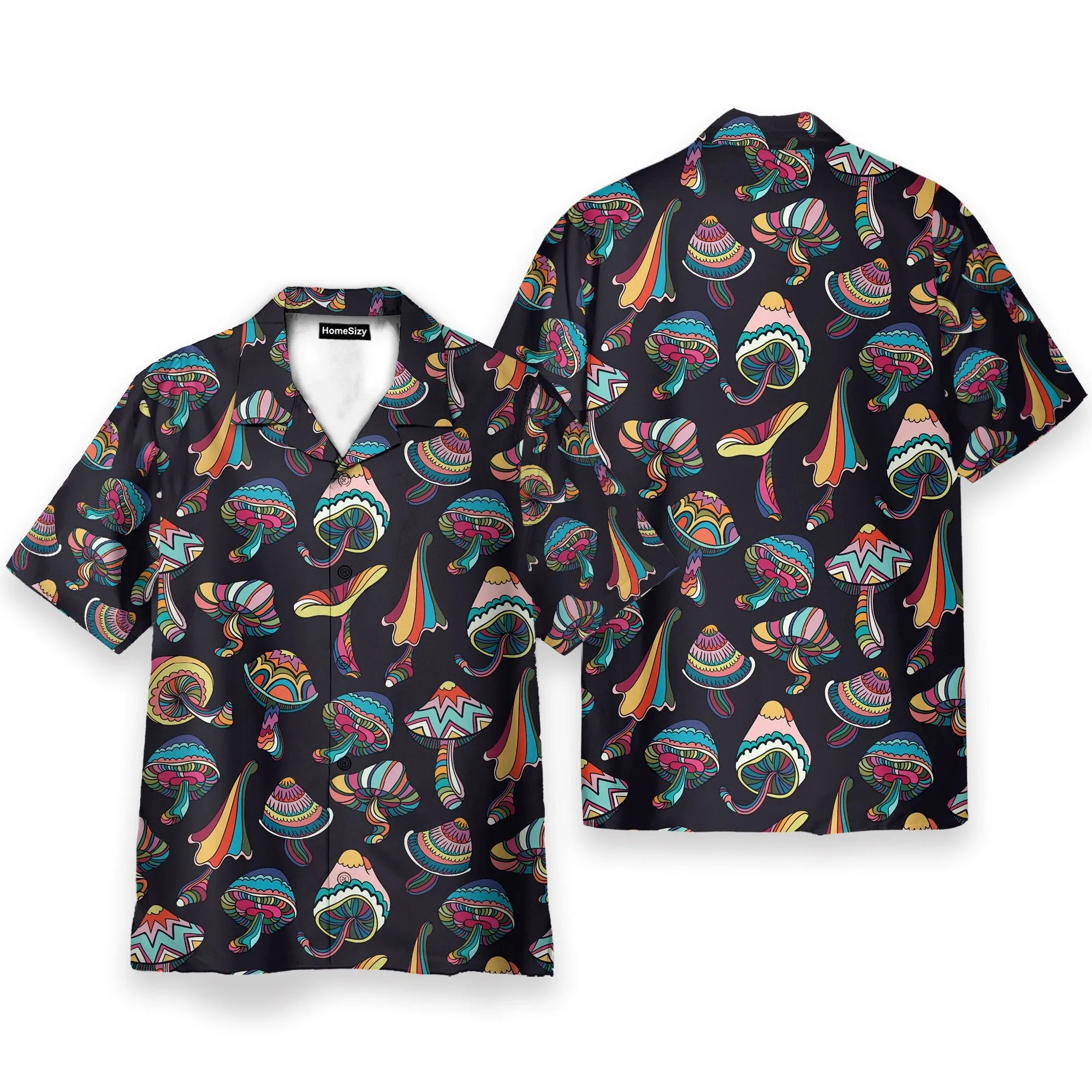 Hippie Mushroom Men's Button's Up Shirts - Hawaiian Shirt