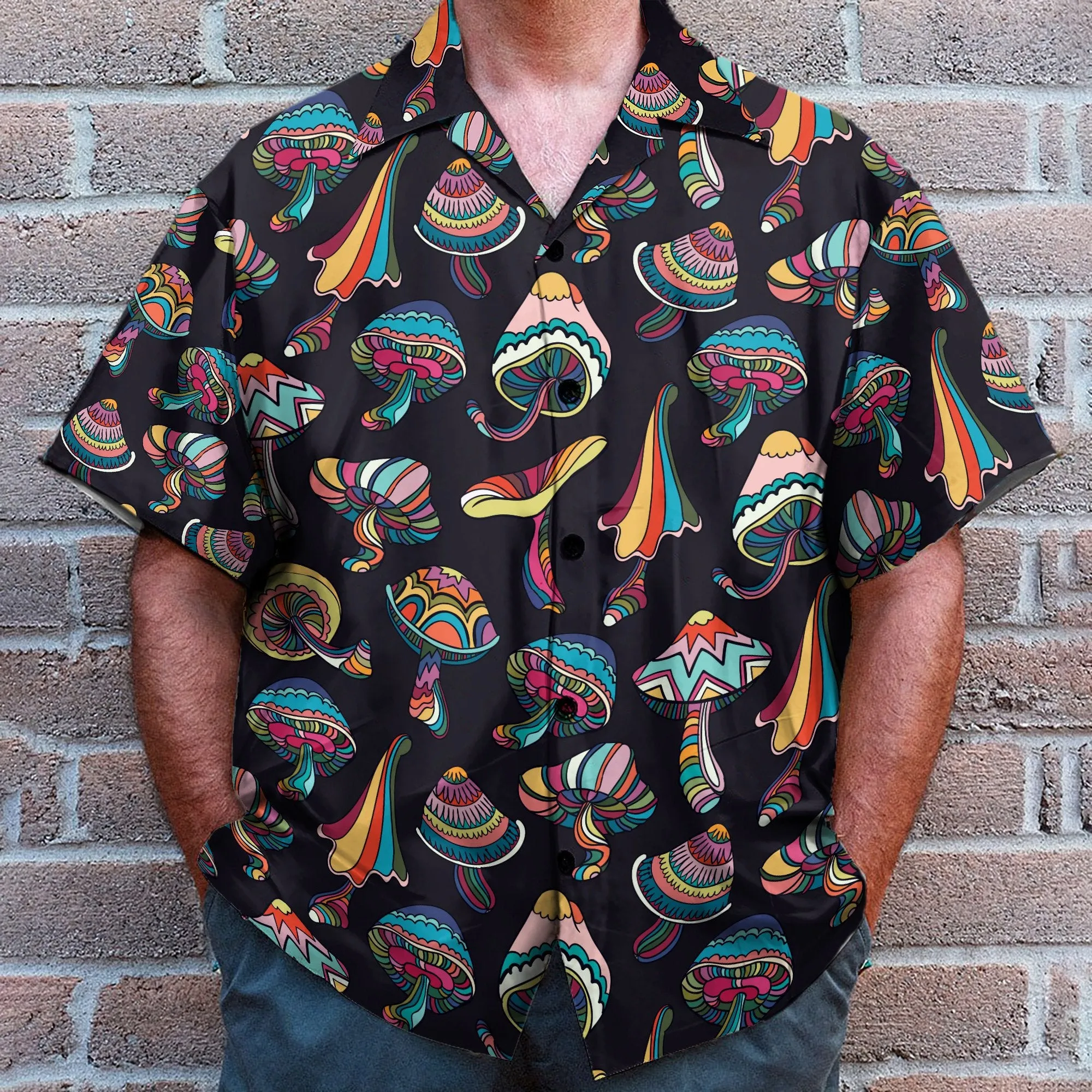 Hippie Mushroom Men's Button's Up Shirts - Hawaiian Shirt