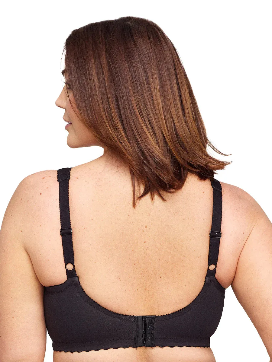 In Stock Glamorise Bra 1001 - Everyday Magic Cotton Support Bra - Black