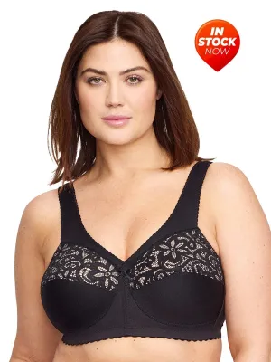 In Stock Glamorise Bra 1001 - Everyday Magic Cotton Support Bra - Black