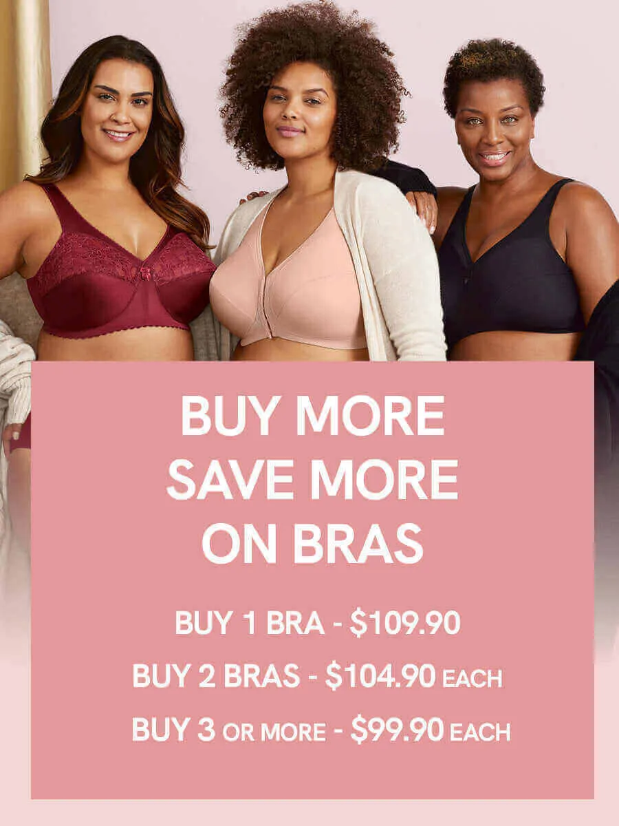In Stock Glamorise Bra 9265 - WonderWire Front-Closure Posture Back Bra - Cafe