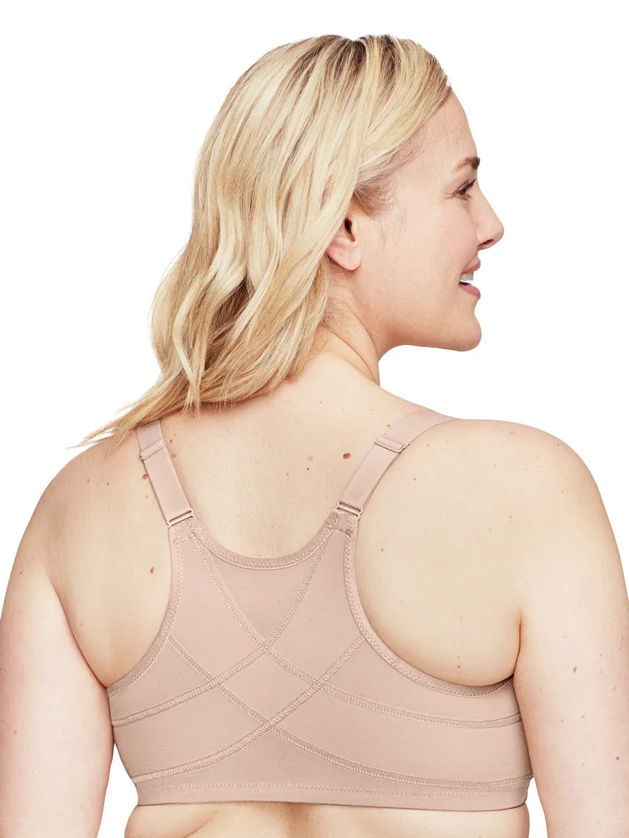 In Stock Glamorise Bra 9265 - WonderWire Front-Closure Posture Back Bra - Cafe