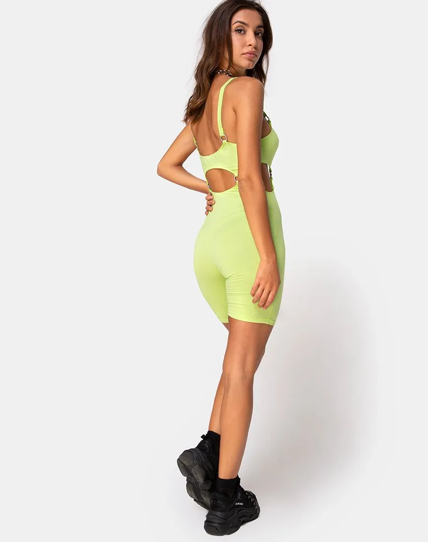 Jaso Cutout Unitard in Lime