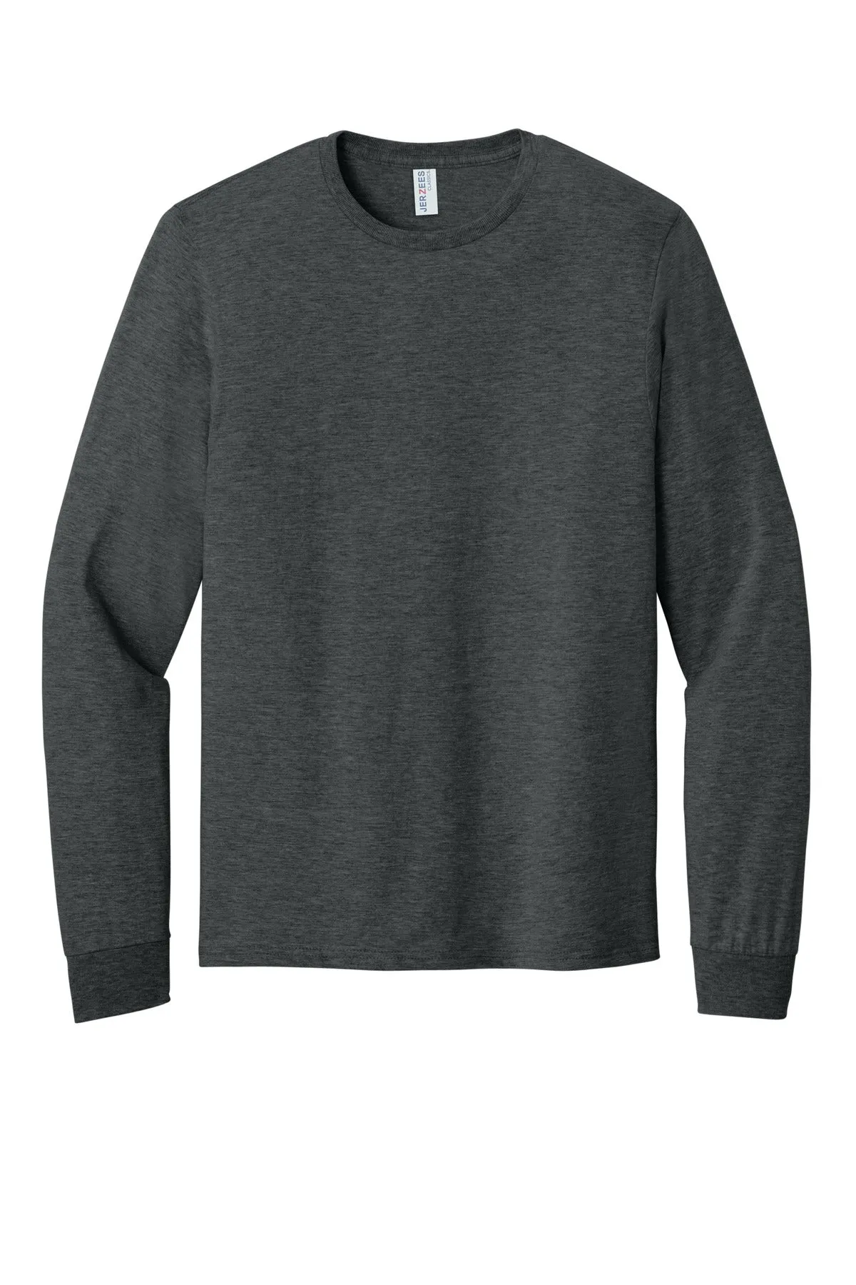 Jerzees Classics Unisex Cotton Long Sleeve T-Shirt 363L Black Heather