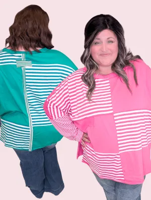 Josi Colorblock   Stripe Oversized Long Sleeve (2 colors)