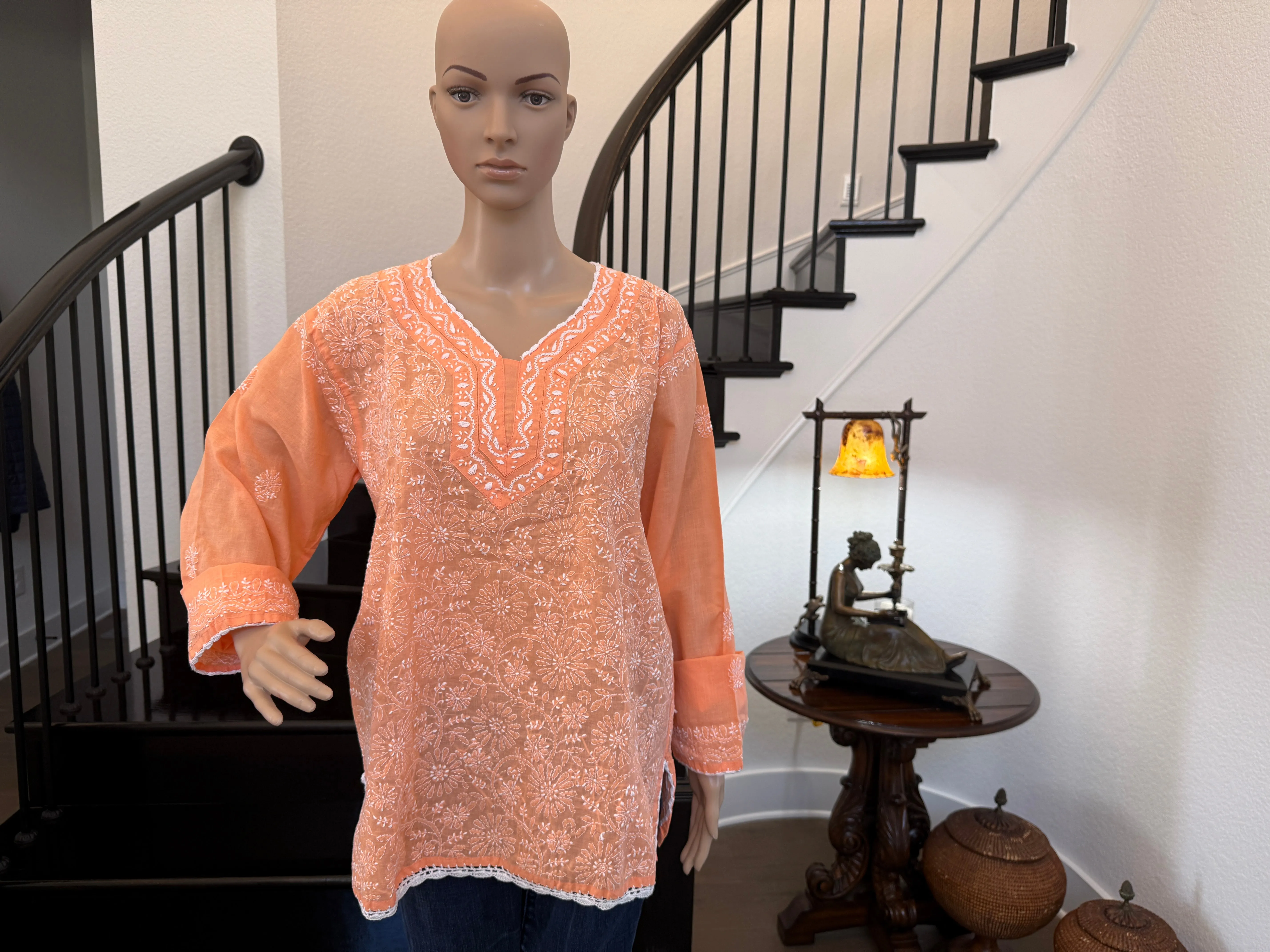 Kamali Peach Chikankari Kurta -  Add a "Peach" of Elegance to Your Summer Wardrobe! 🍑