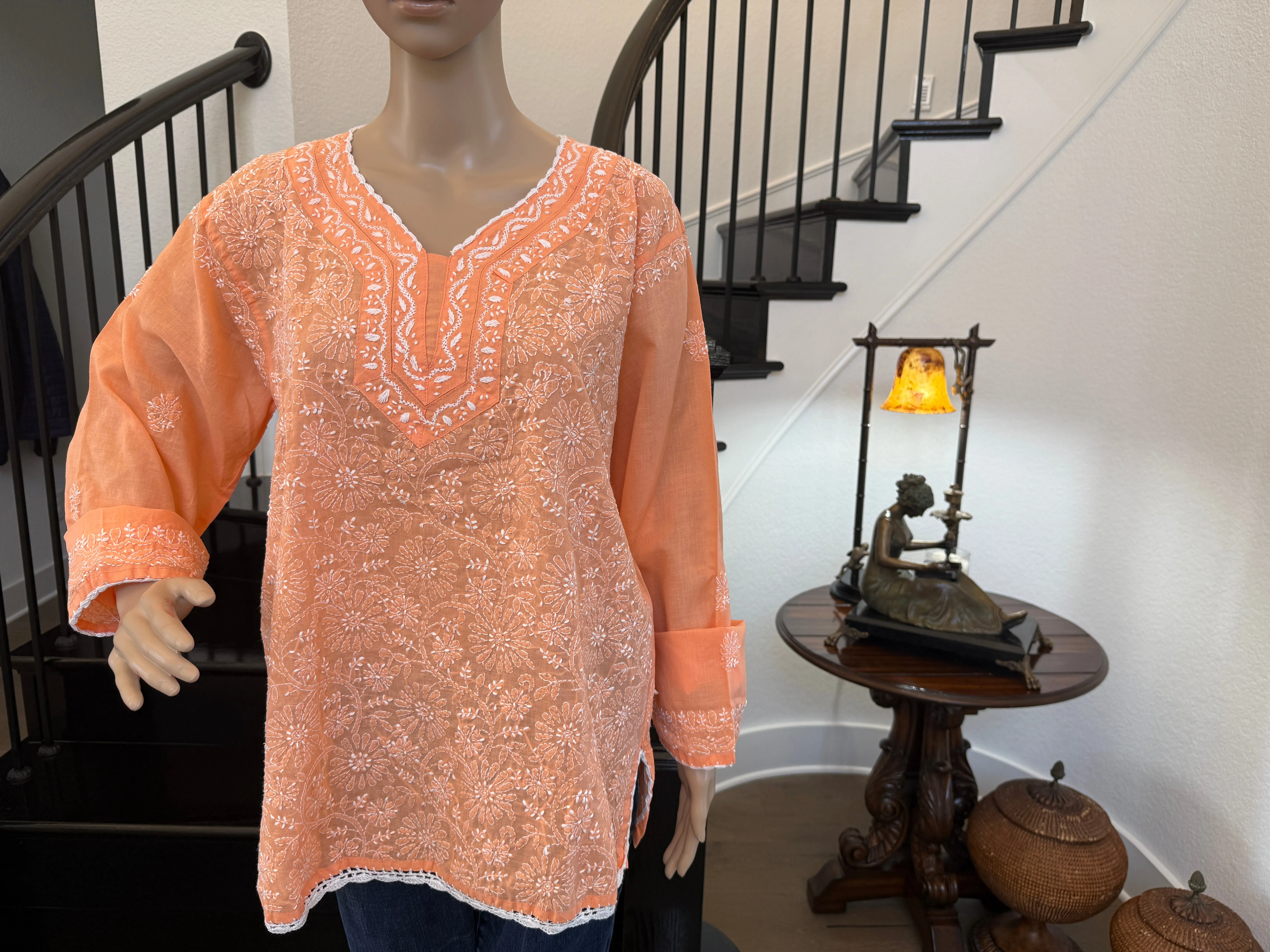 Kamali Peach Chikankari Kurta -  Add a "Peach" of Elegance to Your Summer Wardrobe! 🍑