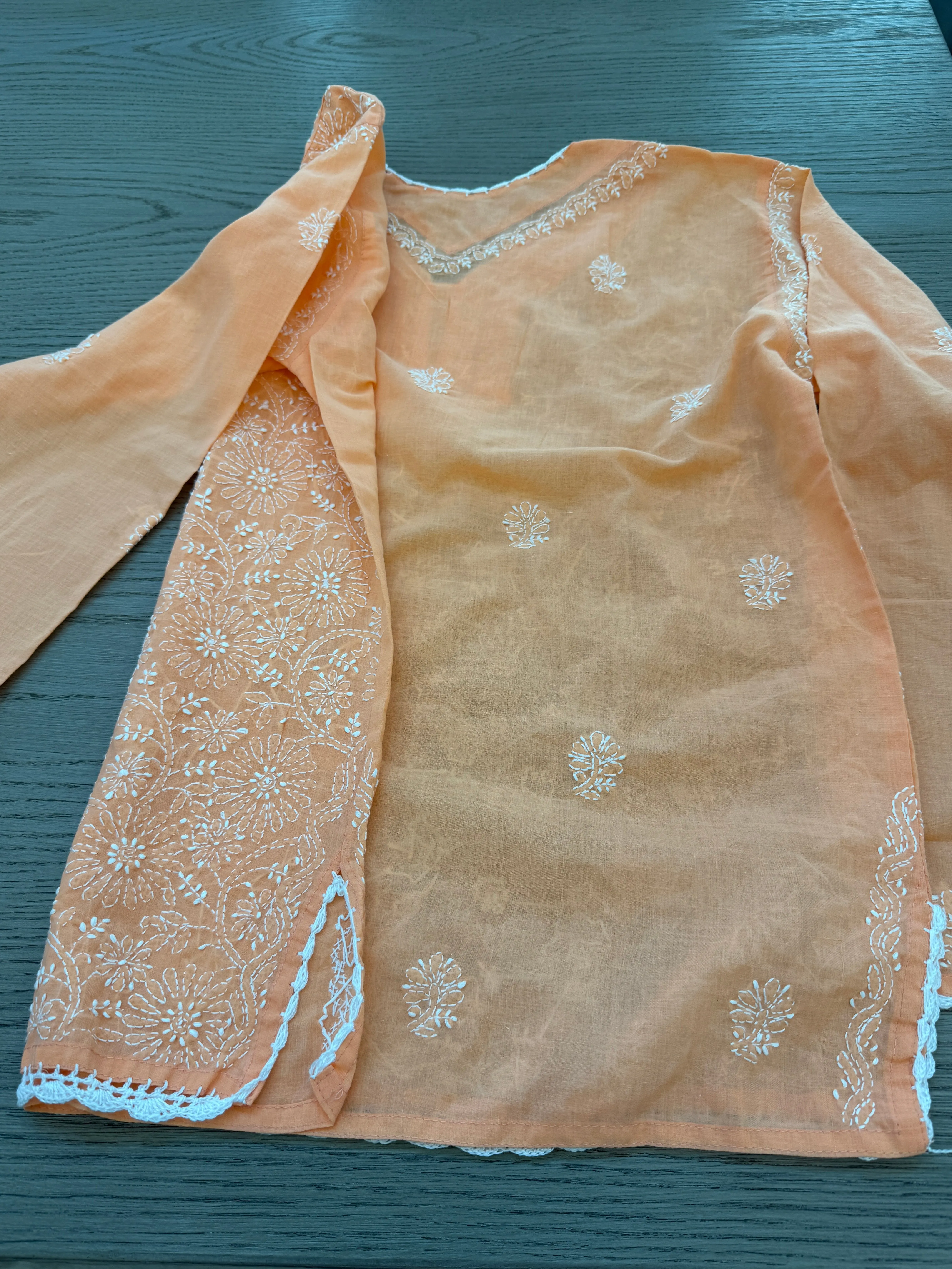Kamali Peach Chikankari Kurta -  Add a "Peach" of Elegance to Your Summer Wardrobe! 🍑