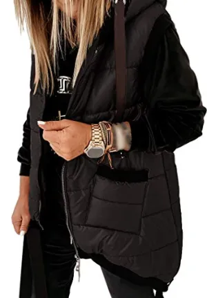 Kaxindeb Puffy Hooded Zipper Vest