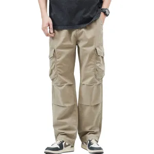 Khaki Straight Leg Cargo Pants
