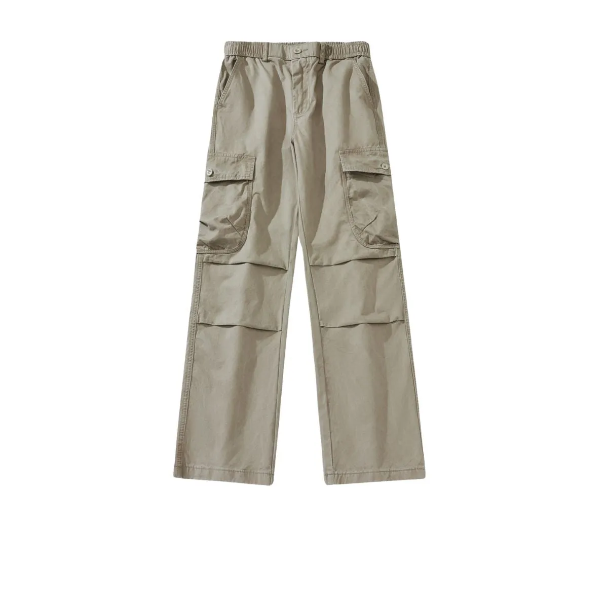 Khaki Straight Leg Cargo Pants