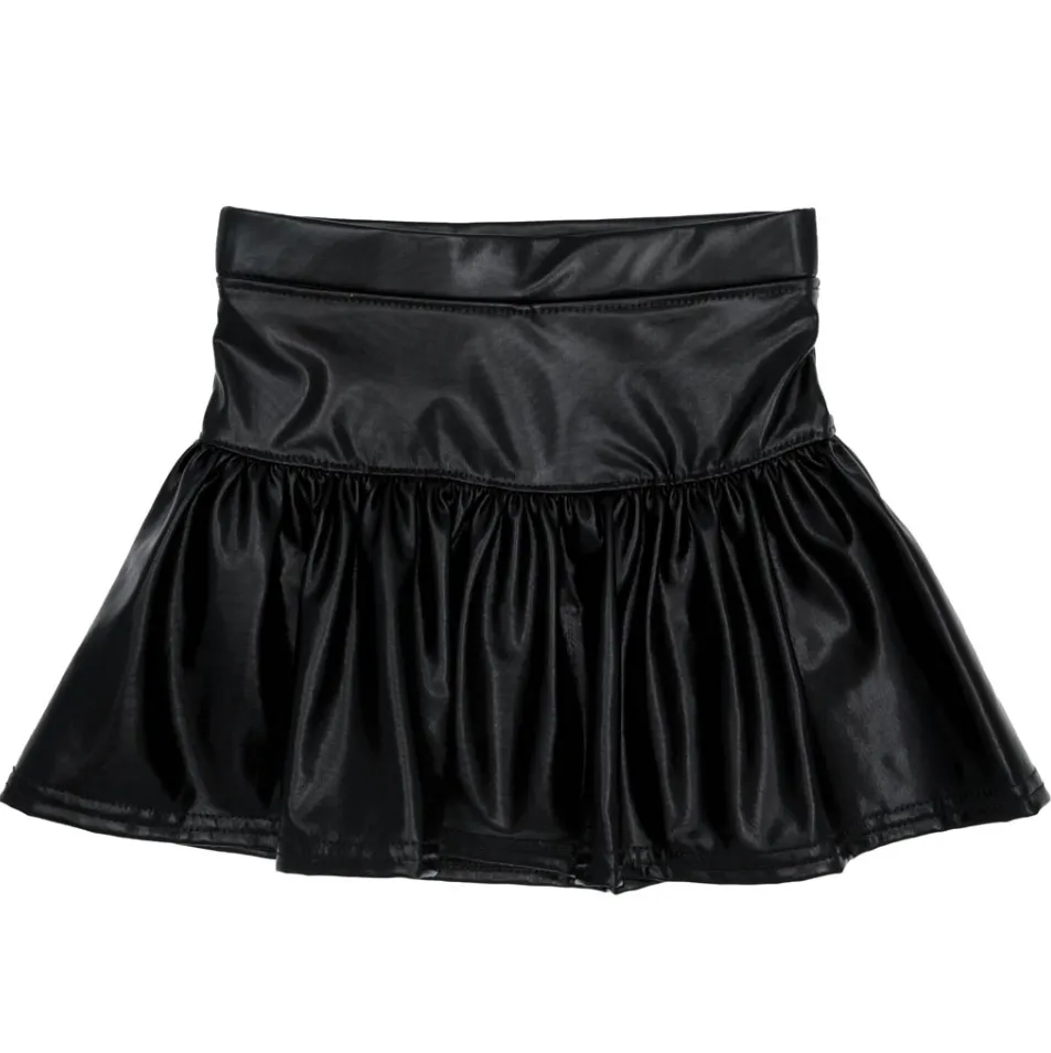 Kids Metallic Gathered Skort - Black