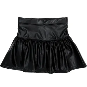 Kids Metallic Gathered Skort - Black