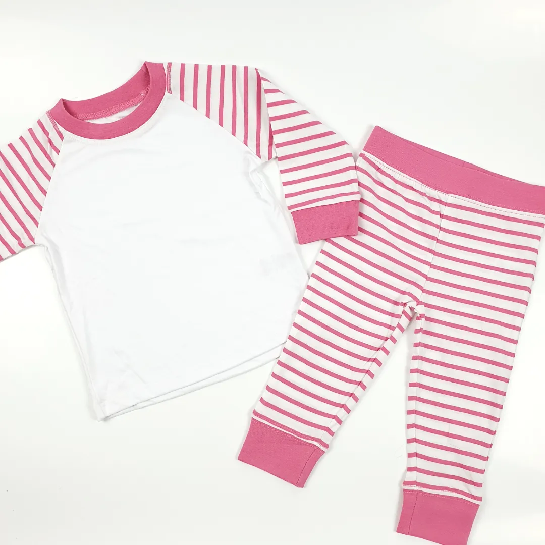 Kids Toddler/Baby Blank Sublimation Pink/White Striped Pyjamas