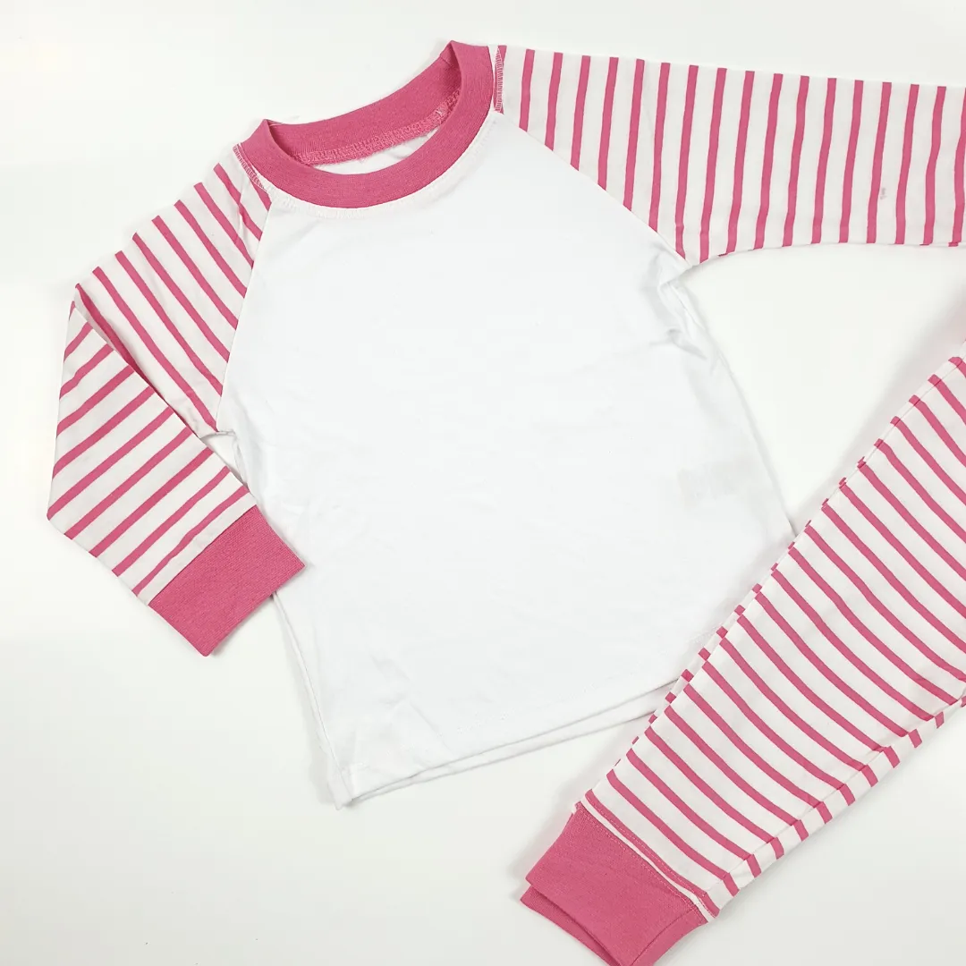 Kids Toddler/Baby Blank Sublimation Pink/White Striped Pyjamas